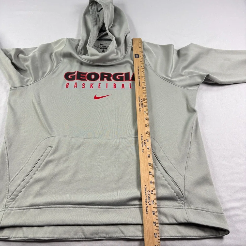 Georgia Bulldogs Hoodie Mens Large Gray Nike Therma Fit Pullover Sweatshirt NCAA